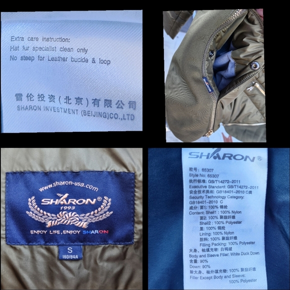 NWOT small jacket army olive green DUCK DOWN puffer jacket gold zipper hooded - Picture 16 of 16